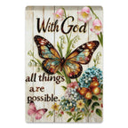 Avec Dieu tout est possible Plaque en étain, décoration murale florale papillon chrétien…