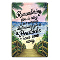 Remembering You Metal Tin Sign, Sympathy Memorial Quote Wall Decor, Beach Tropical Scene, Bereavement Gift In Loving Memory