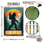 Bigfoot We Believe Panneau en métal Sasquatch drôle décoration murale Rétro Montagne Forêt Coucher de soleil…