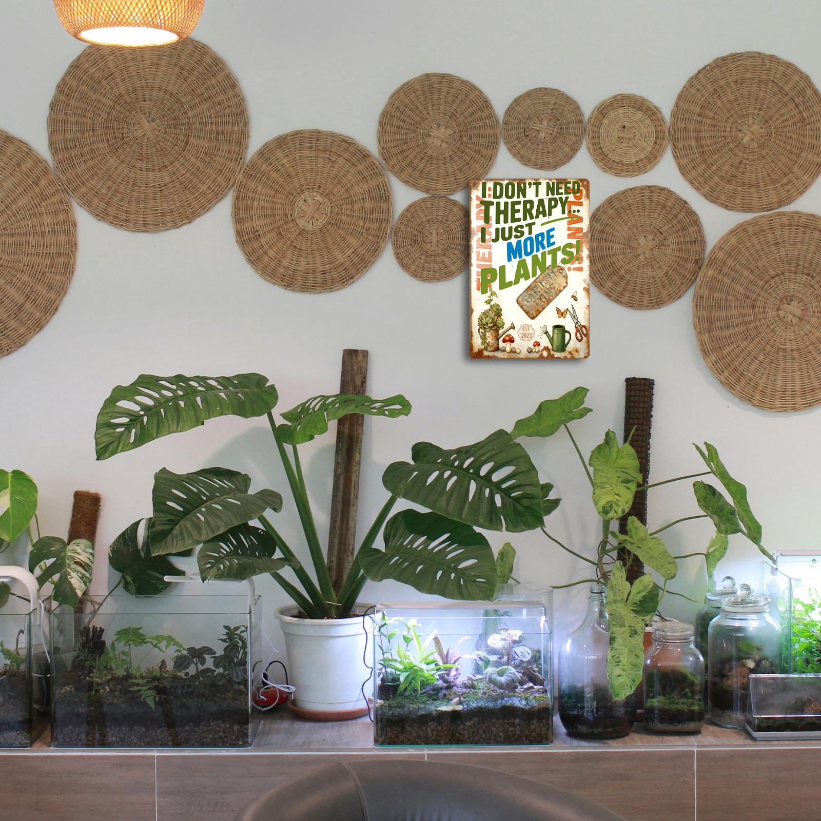 I Don’t Need Therapy I Just Need More Plants Tin Sign, Funny Gardening Wall Decor, Plant Lover Gift, Greenhouse Potting Shed Sign