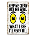 "Keep Me Clean" Funny Bathroom Sign - Metal Rules Wall Decor for Restroom & Guest Bath