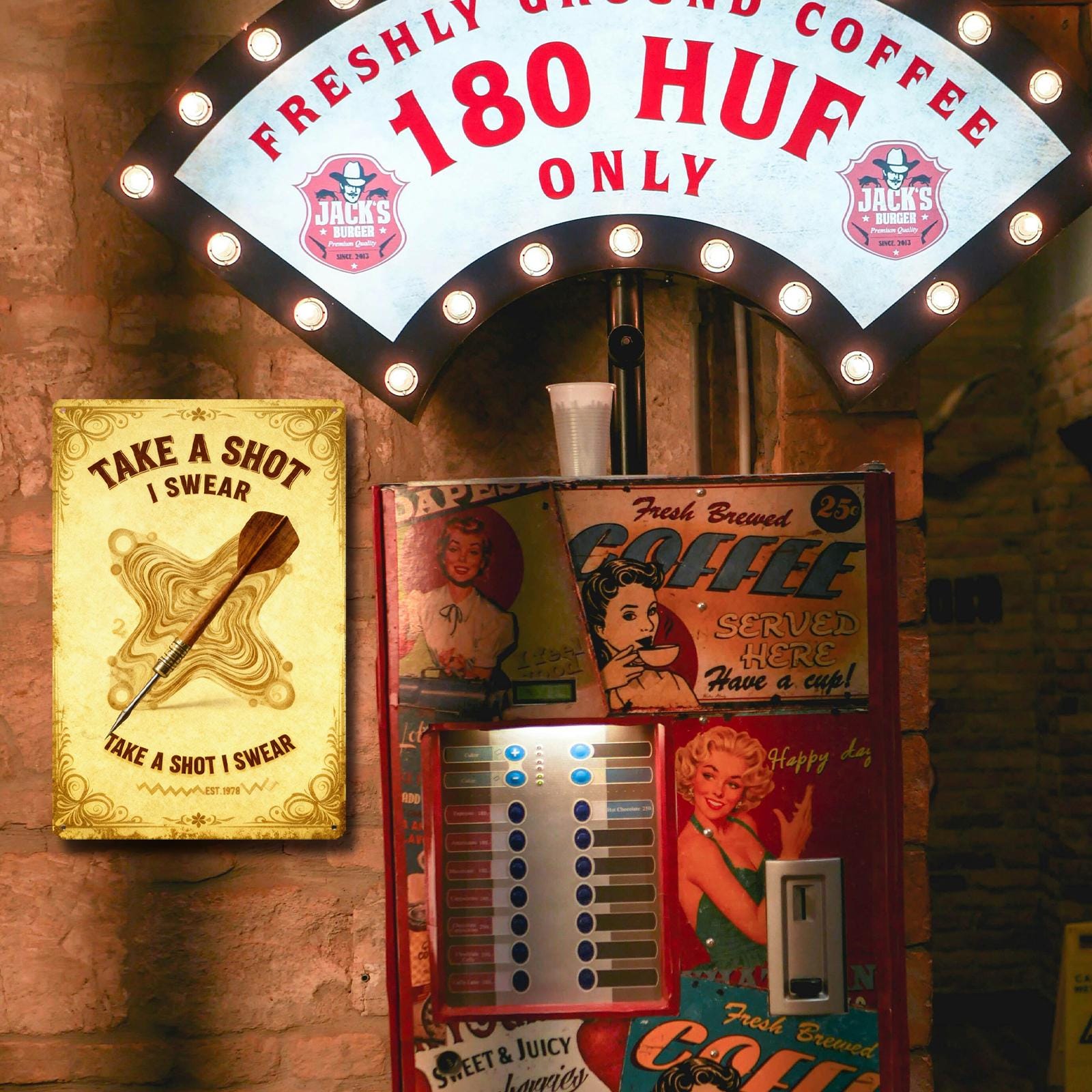 Take A Shot I Swear Dart Sign, Funny Darts Wall Decor, Game Room Man Cave Metal Tin Sign, Pub Bar Decor, Dartboard Gift