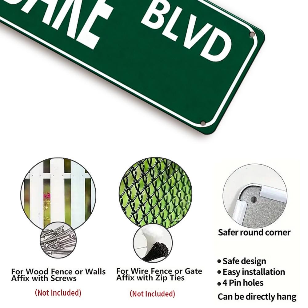 Green Wake And Bake Blvd Street Sign - White Text on Metal Plate for Wall Decor, Home Decor, and Novelty Gift Giving