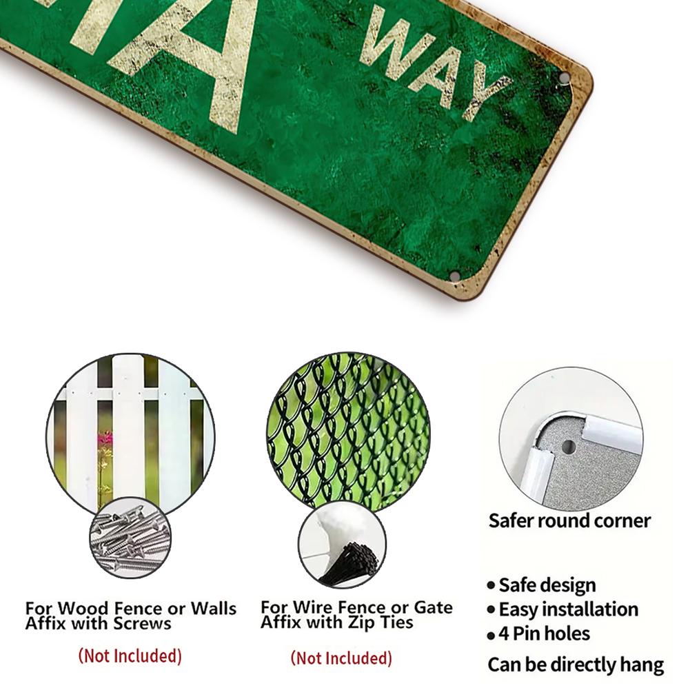 Vintage Green Toma Way Retro Street Sign - Distressed Metal Wall Art for Outdoor Patio, Home, Office, or Man Cave Decor