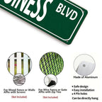 "Nacho Business Blvd" Green Metal Street Sign - Funny Wall Art for Home, Bar & Office