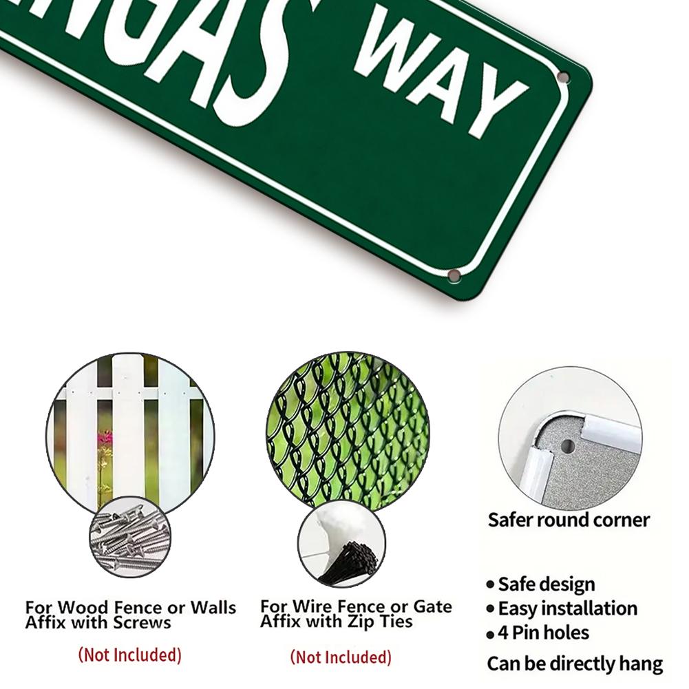 Green Como Chingas Way Street Sign Style Plaque - Retro Text Metal Wall Art for Home Office, Bar, or Party Room Decor