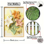 Lilienblume Metallschild, florales Wanddekor mit Schmetterling, Frühlingsgarten Heimdekoration…