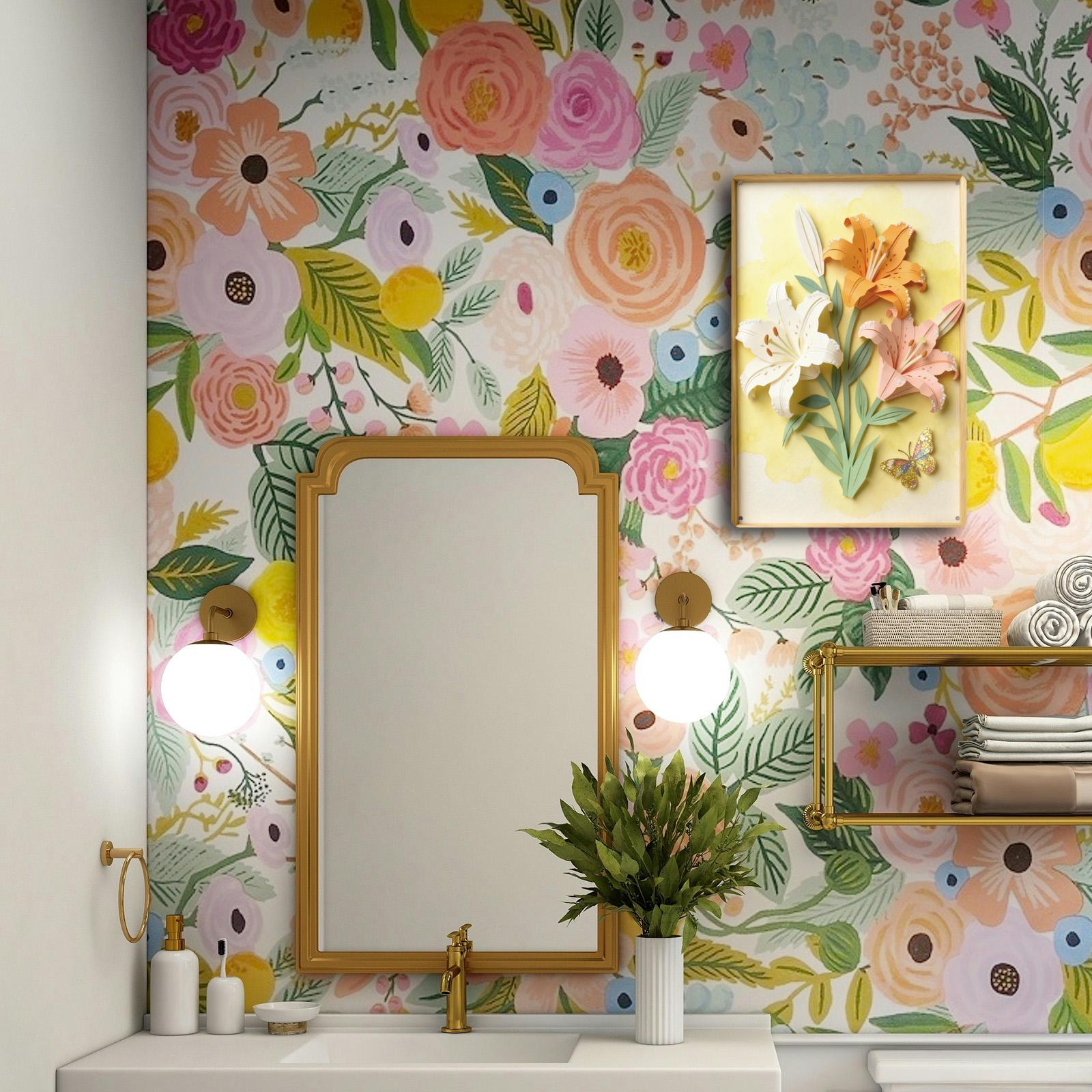 Lily Flower Metal Tin Sign, Floral Wall Decor with Butterfly, Spring Garden Home Decor, Nature Flower Wall Art