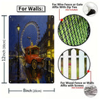 London Eye Regennacht BlechschildVintage Auto Straßenszene Wanddeko, UK Reise Cit…