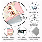 Süßes Katzen-Blechschild, rosa Wanddeko, Katze mit Brille Kaugummi-Kunst, Kawaii Kätzchen…
