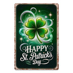 Enseigne murale en métal « Happy St Patrick’s Day », Décoration murale trèfle porte-bonheur, Bar de pub irlandais…