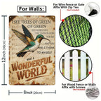 Plaque en métal « What a Wonderful World », décoration murale colibri note de musique, chanson vintage, style vieilli…