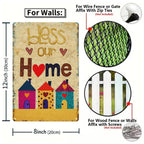 Bless Our Home Metall-Blechschild, süße bunte Haus-Wanddekoration, Familien-Segen-Spruch weit…