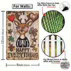 Happy Everything MetallschildLustige Hirschskelett-Wanddekoration, St. Patricks Kleeblatt Rus…