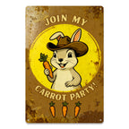 "Join My Carrot Party" BlechschildLustige Hasen Wanddekoration, Hasenliebhaber GeschenkRustikal im Landhausstil…
