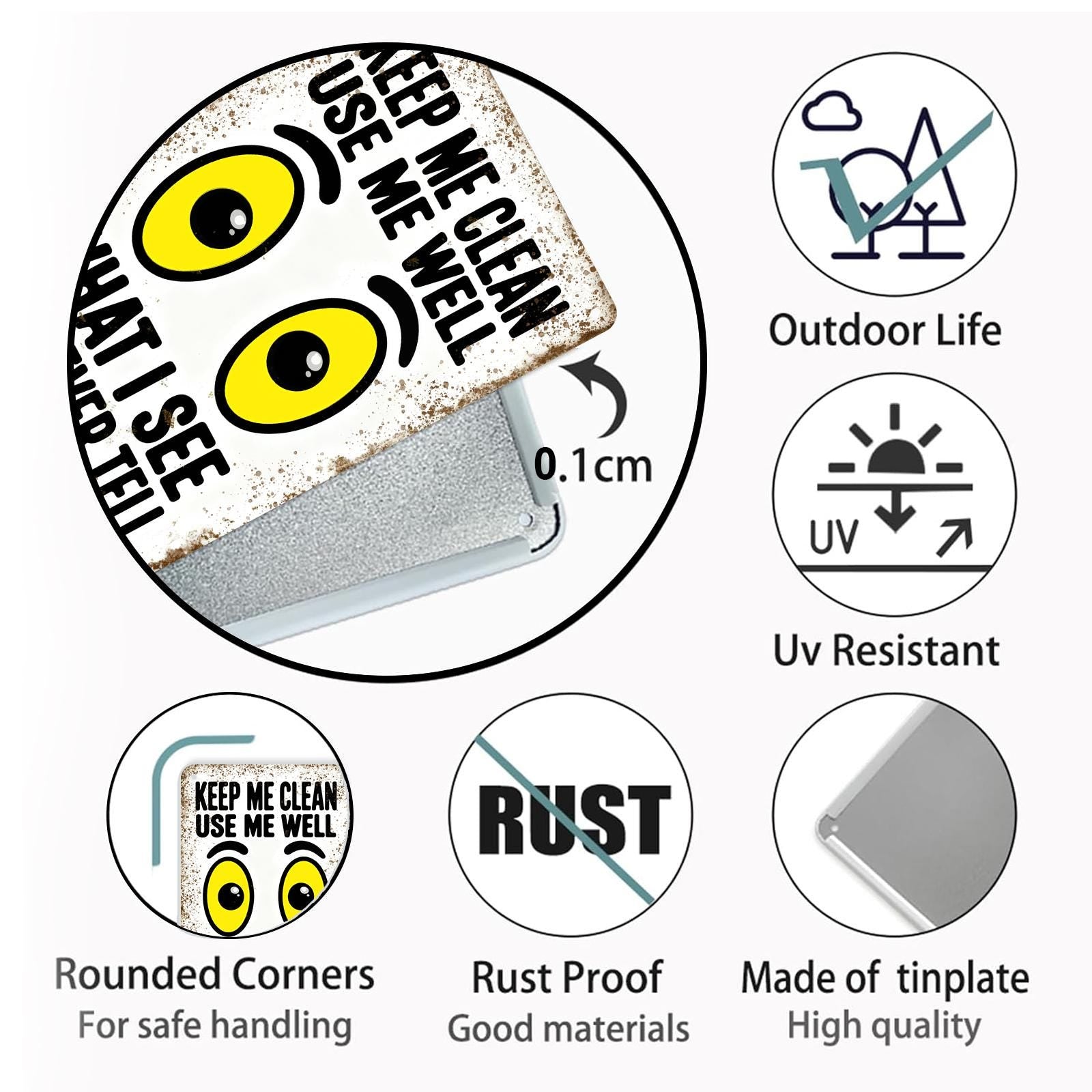 Keep Me Clean Use Me Well Funny Bathroom Sign, Bathroom Rules Wall Decor, Restroom Humor Metal Tin Sign, Guest Bath Decor