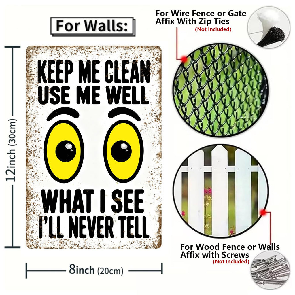 Keep Me Clean Use Me Well Funny Bathroom Sign, Bathroom Rules Wall Decor, Restroom Humor Metal Tin Sign, Guest Bath Decor
