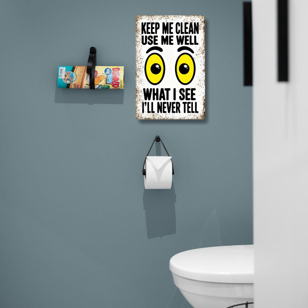 Keep Me Clean Use Me Well Funny Bathroom Sign, Bathroom Rules Wall Decor, Restroom Humor Metal Tin Sign, Guest Bath Decor