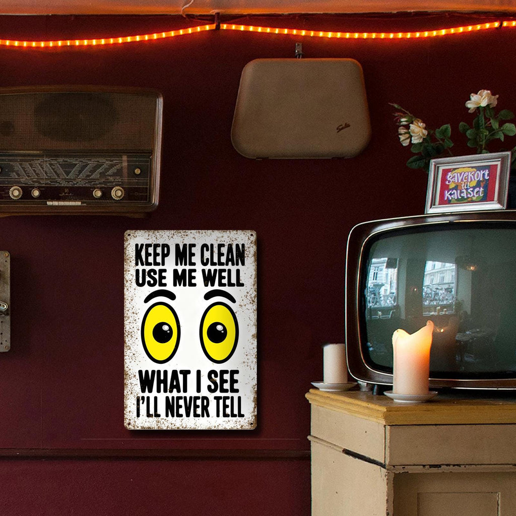 Keep Me Clean Use Me Well Funny Bathroom Sign, Bathroom Rules Wall Decor, Restroom Humor Metal Tin Sign, Guest Bath Decor