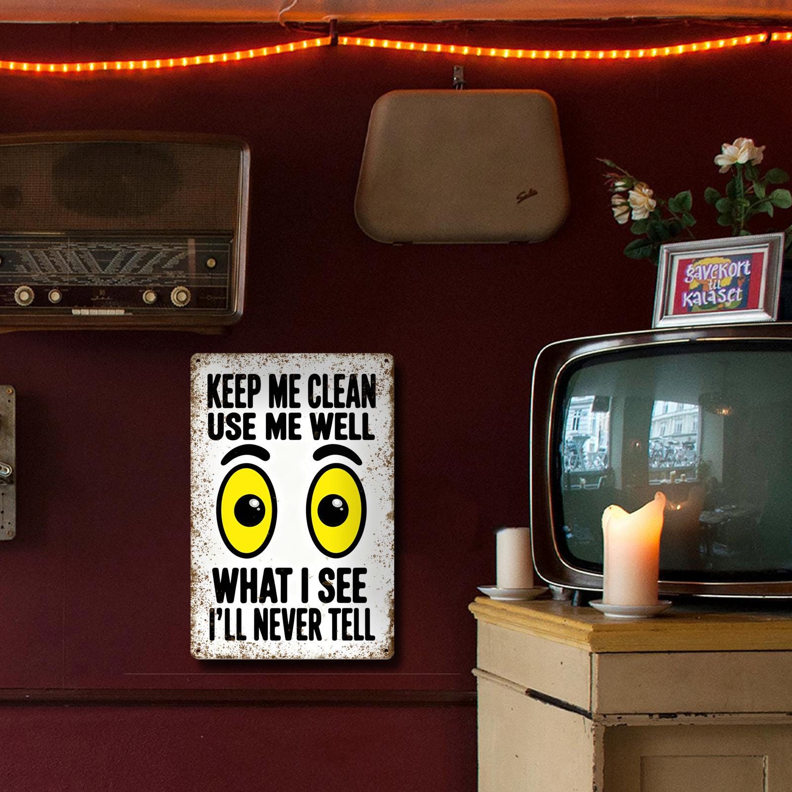 Keep Me Clean Use Me Well Funny Bathroom Sign, Bathroom Rules Wall Decor, Restroom Humor Metal Tin Sign, Guest Bath Decor