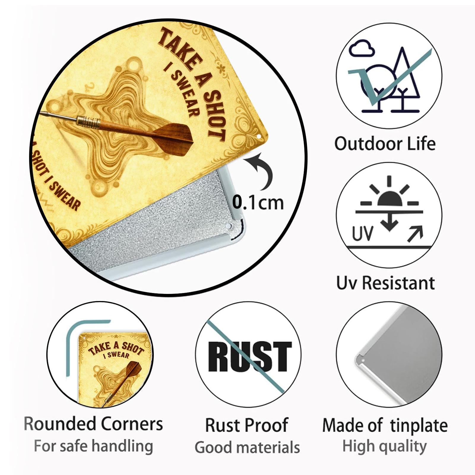 Take A Shot I Swear Dart Sign, Funny Darts Wall Decor, Game Room Man Cave Metal Tin Sign, Pub Bar Decor, Dartboard Gift