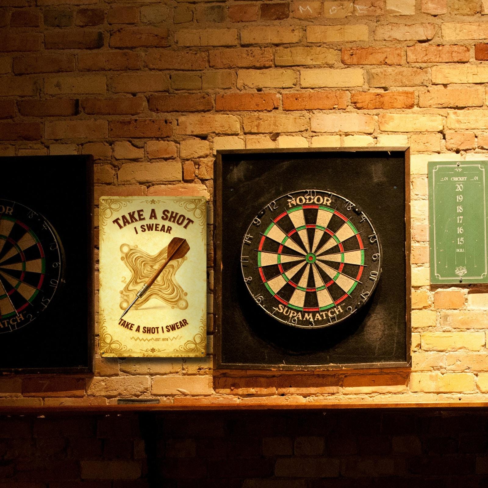 Take A Shot I Swear Dart Sign, Funny Darts Wall Decor, Game Room Man Cave Metal Tin Sign, Pub Bar Decor, Dartboard Gift