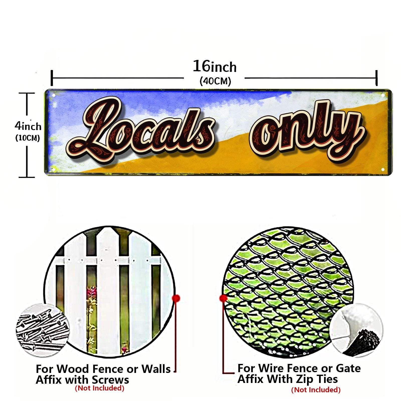 Locals Only Vintage Tin Sign, Beach Bar Surf Decor, Coastal Travel Souvenir Style Metal Sign, Summer Vacation Wall Art, Funny Quote Sign