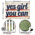 Yes Girl You Can Vintage Blechschild, Motivierende Wanddeko Retro Rustikale Metallplakette, Gi…