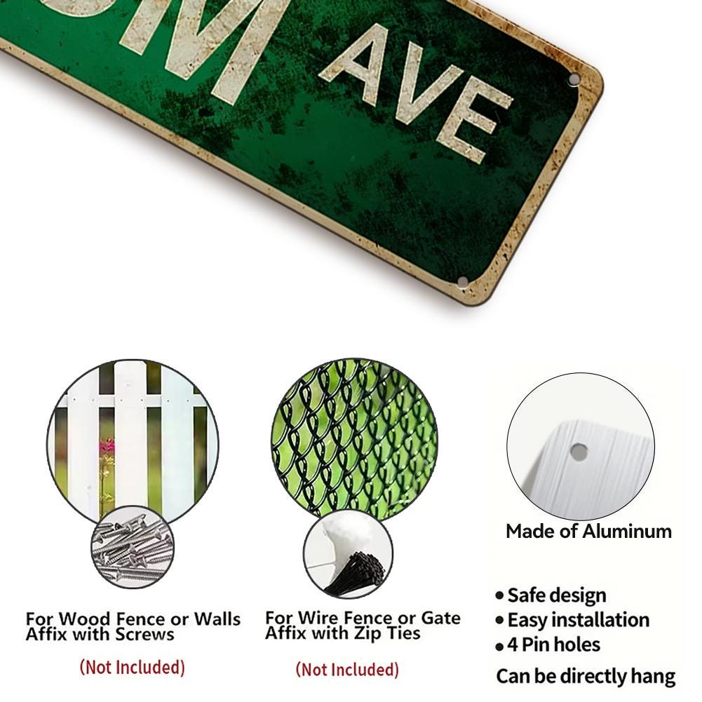 Green Autism Awareness Avenue Street Sign - White Text on Distressed Metal Plate for Wall Decor, Home Decor, and Support Display