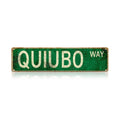 Panneau de rue Retro Green Quiubo Way | Décoration murale métallique style vintage pour la maison, le bureau, le gar…