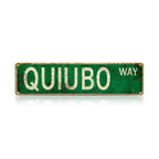 Panneau de rue Retro Green Quiubo Way | Décoration murale métallique style vintage pour la maison, le bureau, le gar…