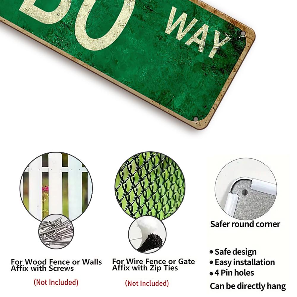 Panneau de rue Retro Green Quiubo Way | Décoration murale métallique style vintage pour la maison, le bureau, le gar…