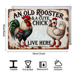 An Old Rooster and a Cute Chick Live Here Metallschild | Bar & Pub Deko